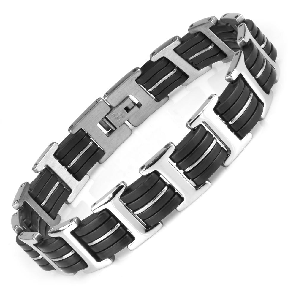 

Браслет мужской из каучука и стали Everiot PL-MJ-0098