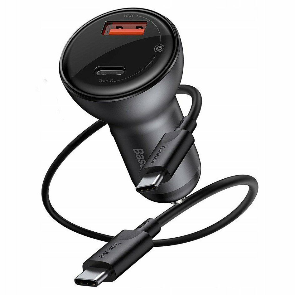 

Автомобильное зарядное устройство Baseus (TZCCBX-C0G) Digital Display PPS Dual Quick Charger Car Charger 45W With Mini Cable Type-C to Type-C 3A Black (Черный) 1m