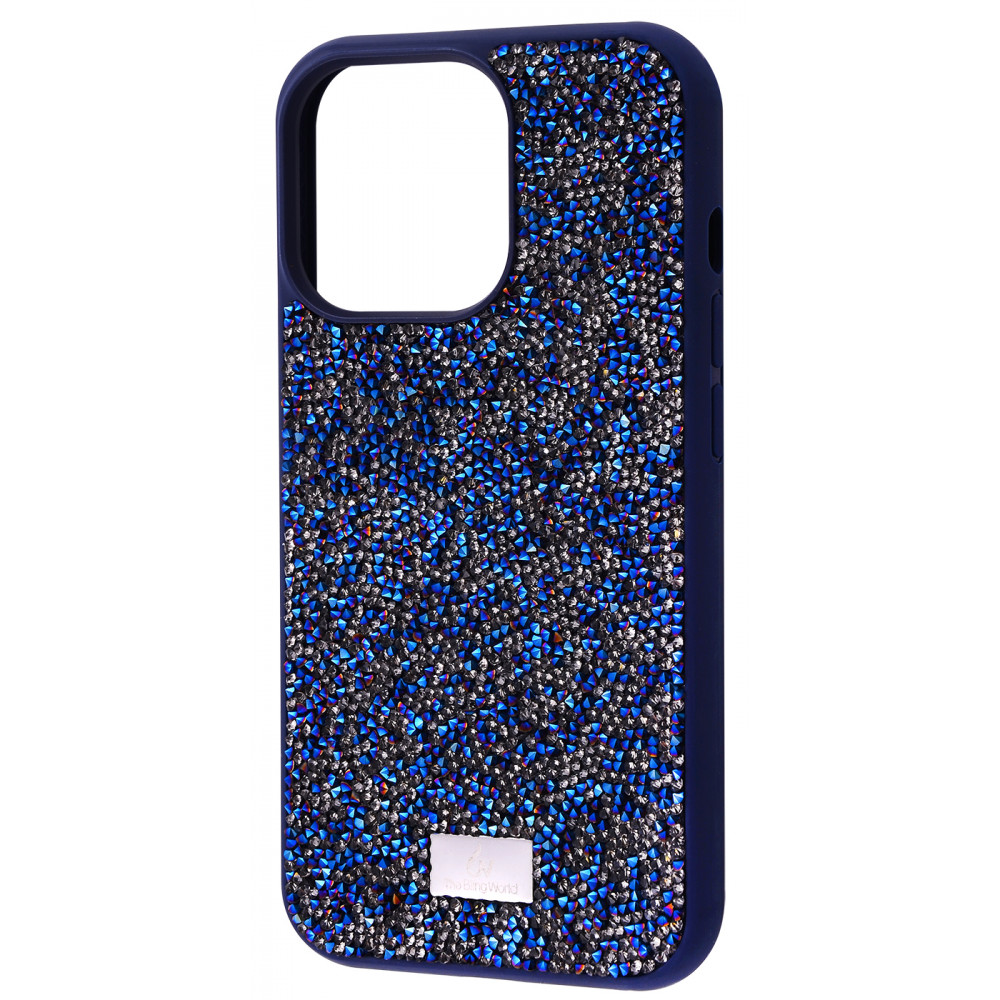 

Чехол с камнями и блёстками Bling World ROCK DIAMOND iPhone 13 Pro navy Синий