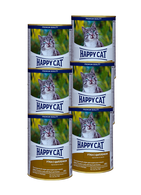 

Упаковка влажного корма для кошек Happy Cat Утка с цыпленком 400г 6шт