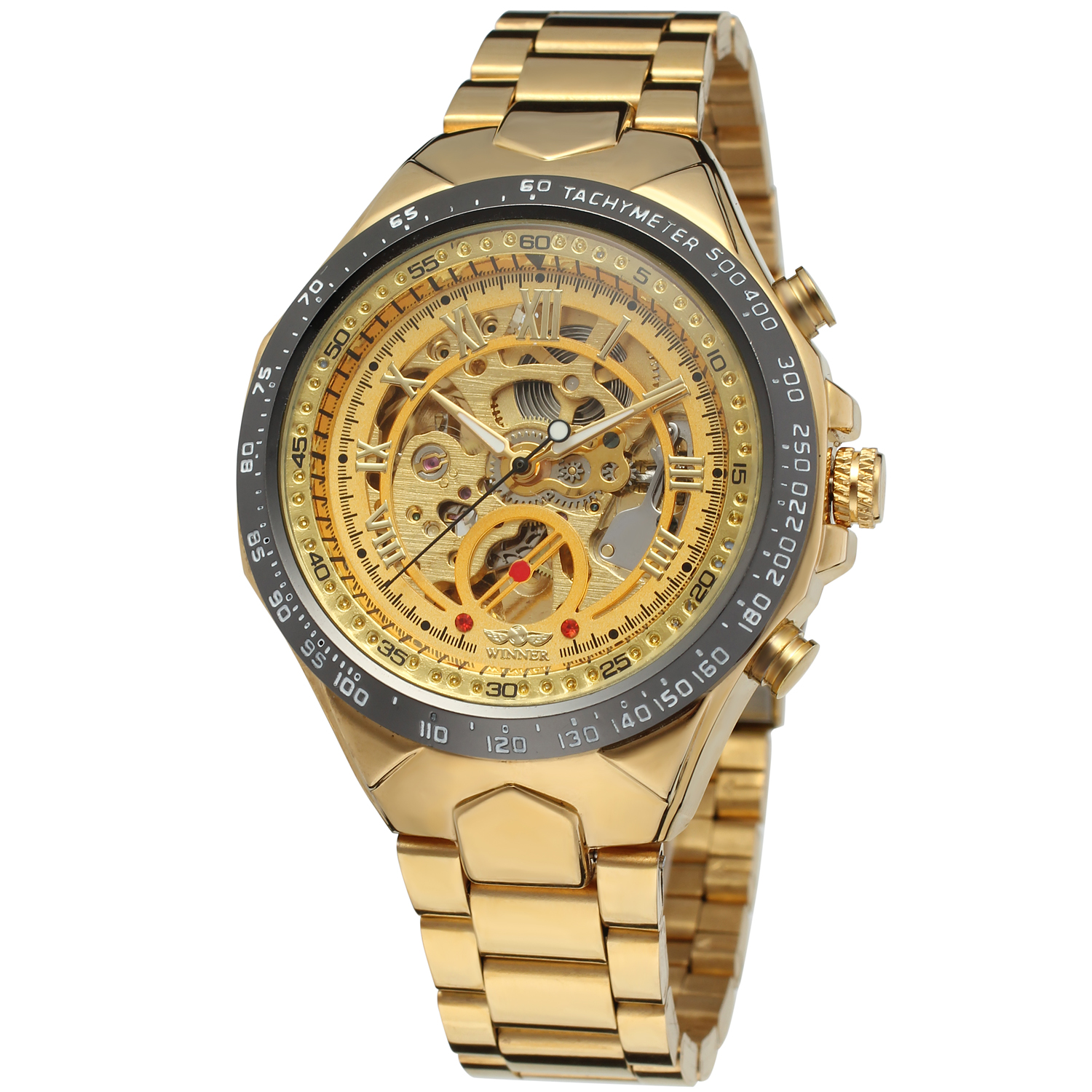 

Наручные часы Winner 8067 Gold-Black-Gold Red Cristal