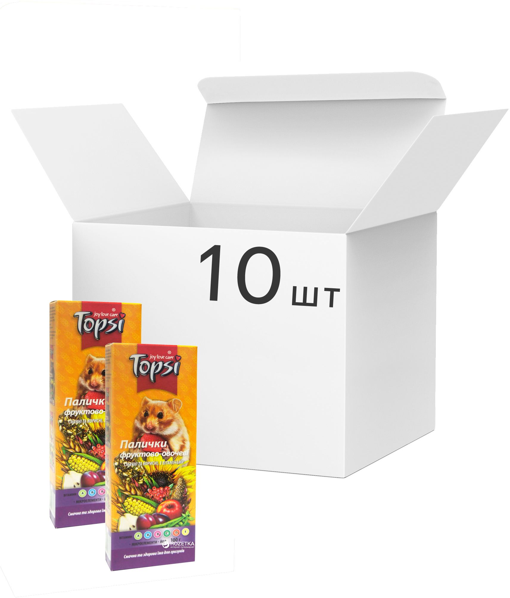 Акція на Упаковка корма для грызунов Topsi Фруктово-овощные палочки 100 г 10 шт (14820122208305) від Rozetka UA