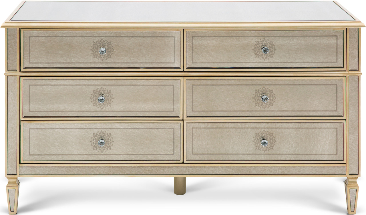 

Комод зеркальный 6 выдвижных ящиков Cory Antique mirror Carveli