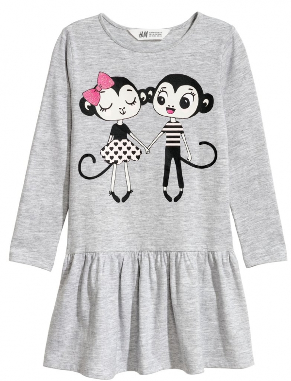 

Платье для девочки H&M 0565186 98 см, 104 см Серый 57729