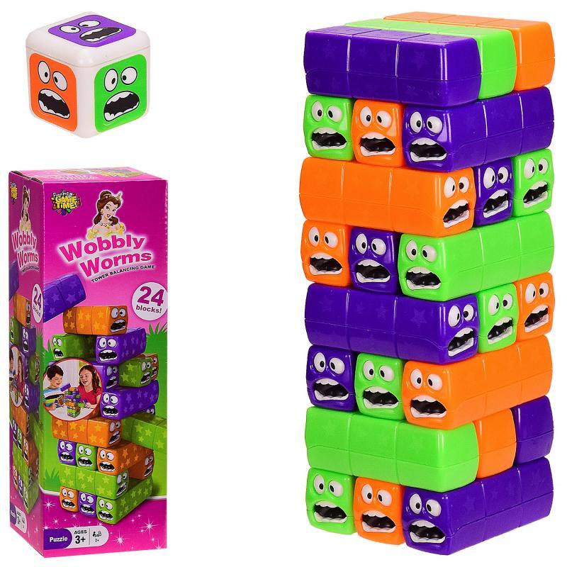 

Детская настольная Игра "Джанга Башня" 28 см 24 бруска и кубик с настроением - настольные детские игры на баланс