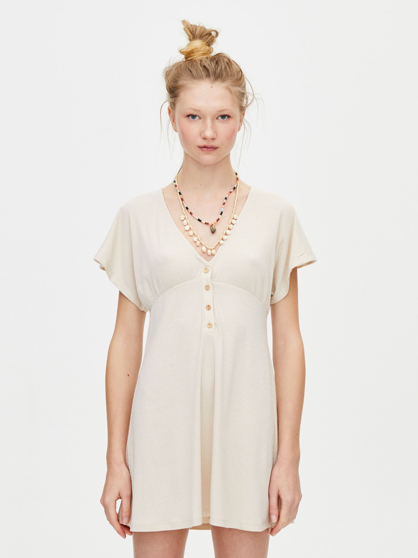 

Платье Pull & Bear 5390382b26  Бежевое, Платье Pull & Bear 5390382b26 S Бежевое