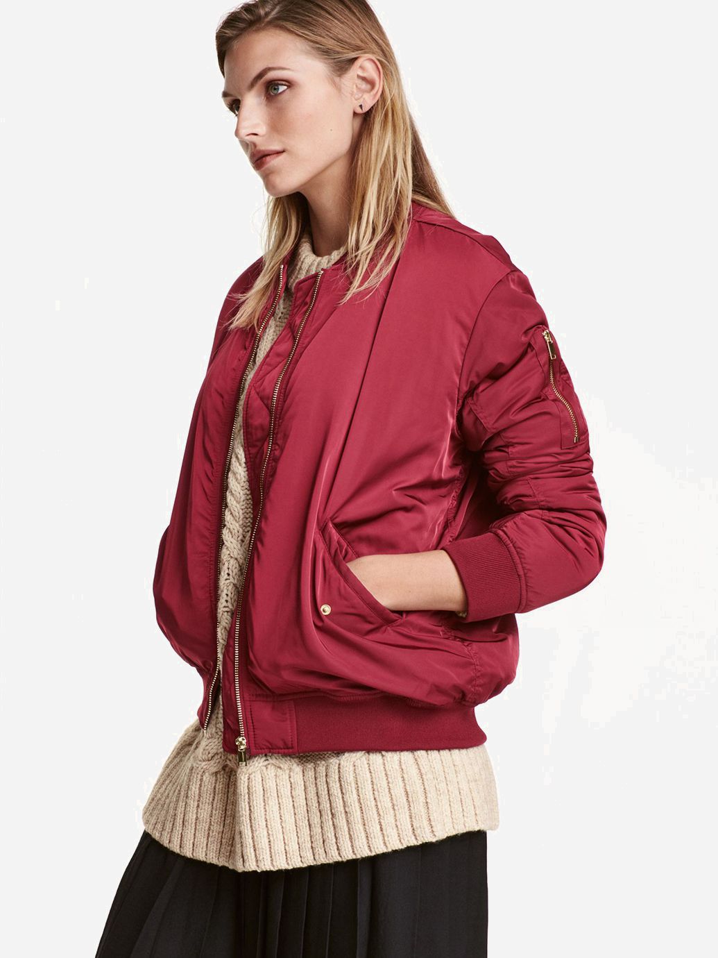 

Бомбер H&M 4279513b31 36 Бордовый