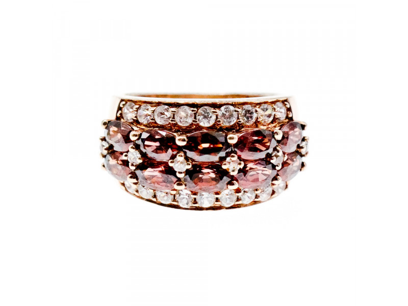 

Серебряное кольцо с камнями гессонит и фианитом Натуральный Sky Jewelry 003342