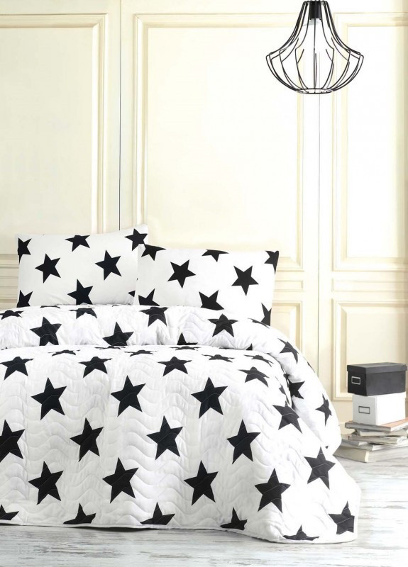 

Покрывало стеганное с наволочками 200*220 Eponj Home B&W BigStar черно-белое
