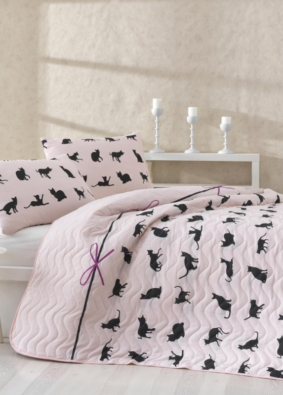 

Покрывало стеганное с наволочками 200*220 Eponj Home Cats пудра