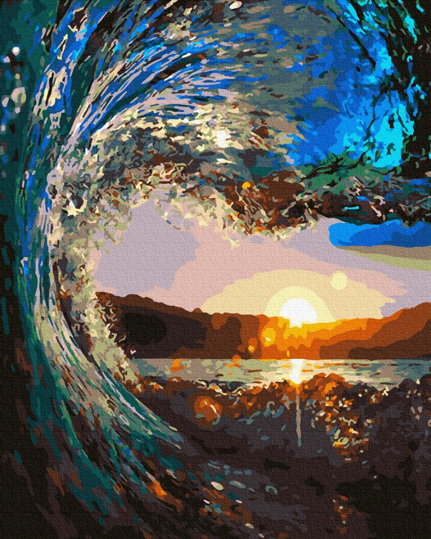 

Картина по номерам BrushMe GX31439 40*50 cм Закат сквозь волны
