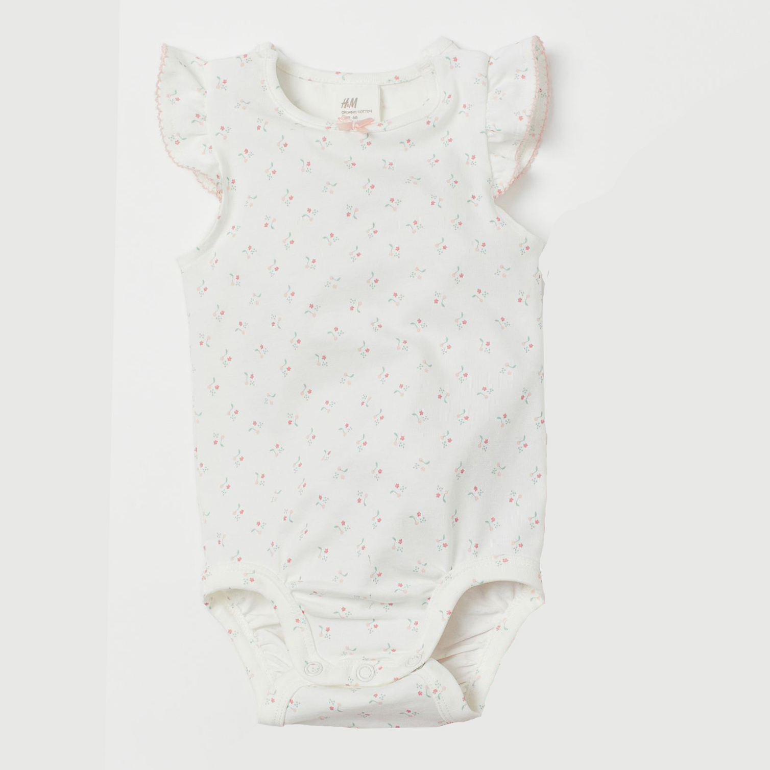 

Боди-майка H&M 710-7243729 50 см Молочное/Цветы