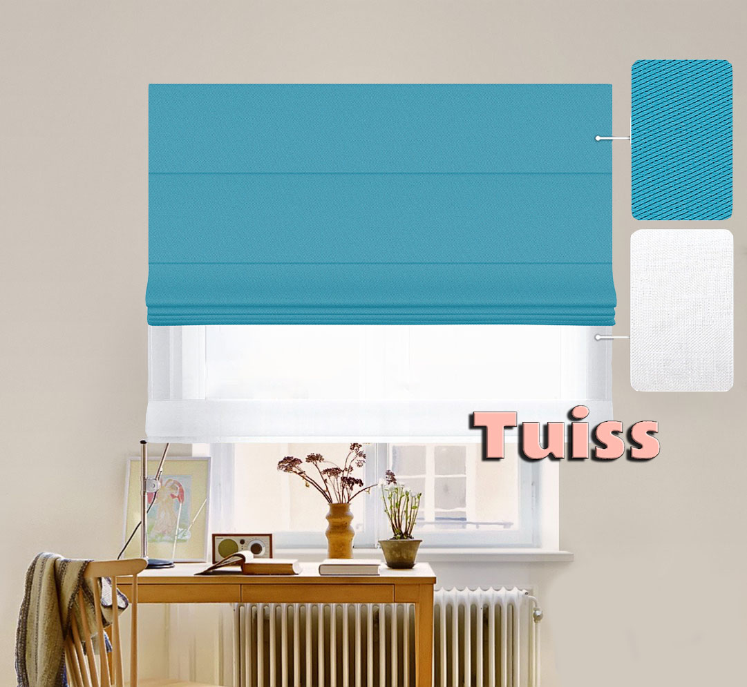 

Двойная римская штора День-Ночь ТВИН Classic InHt Блэкаут Perfect 09 Голубой + Тюль Натурель Белоснежный 200х170 см