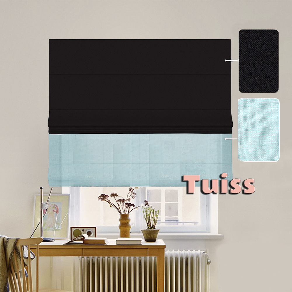 

Двойная римская штора День-Ночь ТВИН Classic InHt Блэкаут Perfect 23 Черный + Тюль Натурель Бирюзовый 70х170 см