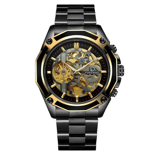 

Наручные часы Forsining 8130 Black-Gold-Black