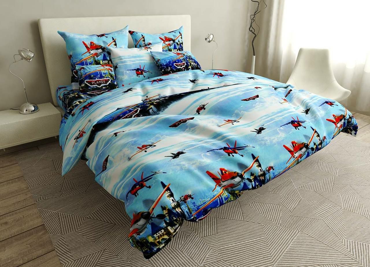 

Комплект постільної білизни євро TAG Сатин Gold 200х220 Літачки №2 різнокольоровий