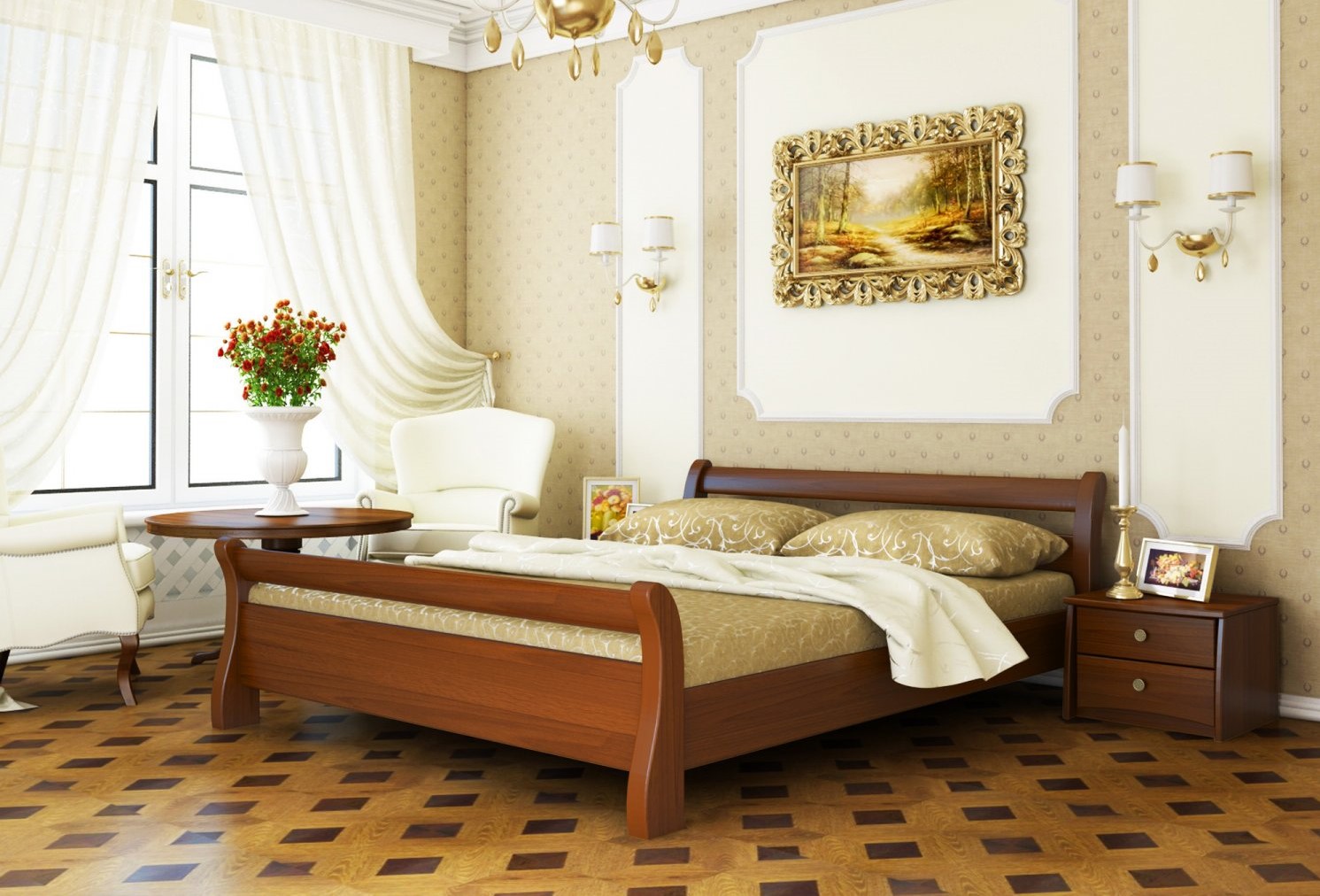 

Деревянная кровать Эстелла Диана из массива бука 200х90 Светлый орех