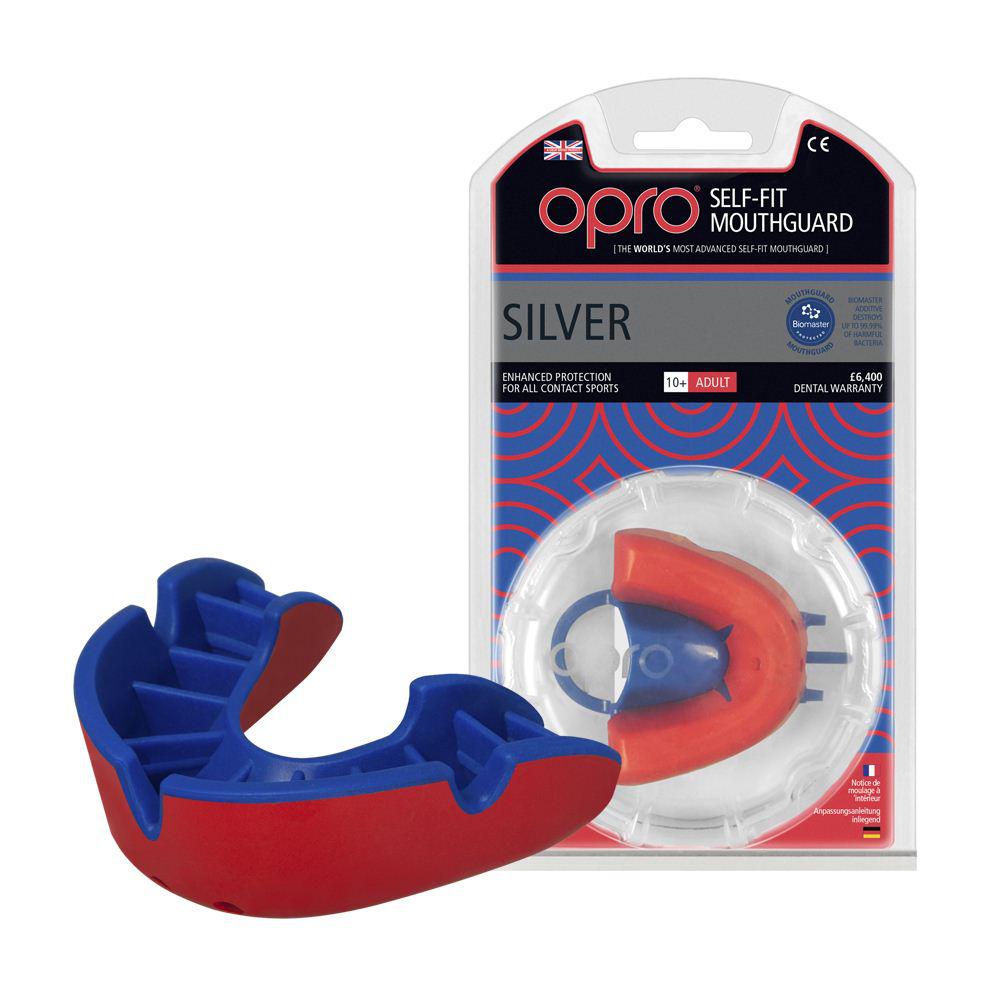 

Капа OPRO Silver Red/Blue