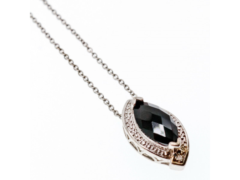 

Серебряная цепочка с кулоном Черный Нефрит и Белый Сапфир Sky Jewelry 001241