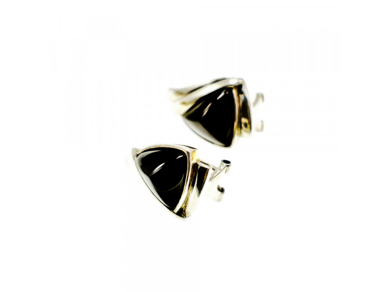 

Серебряные серьги 925 проба с черным Нефритом Sky Jewelry 001102