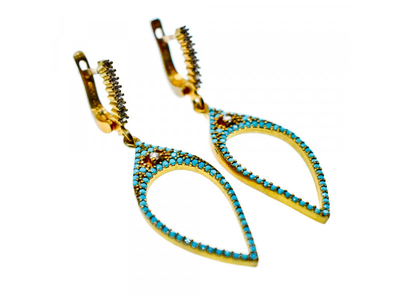 

Серебряные серьги в позолоте со вставками из Бирюзы Sky Jewelry 000776