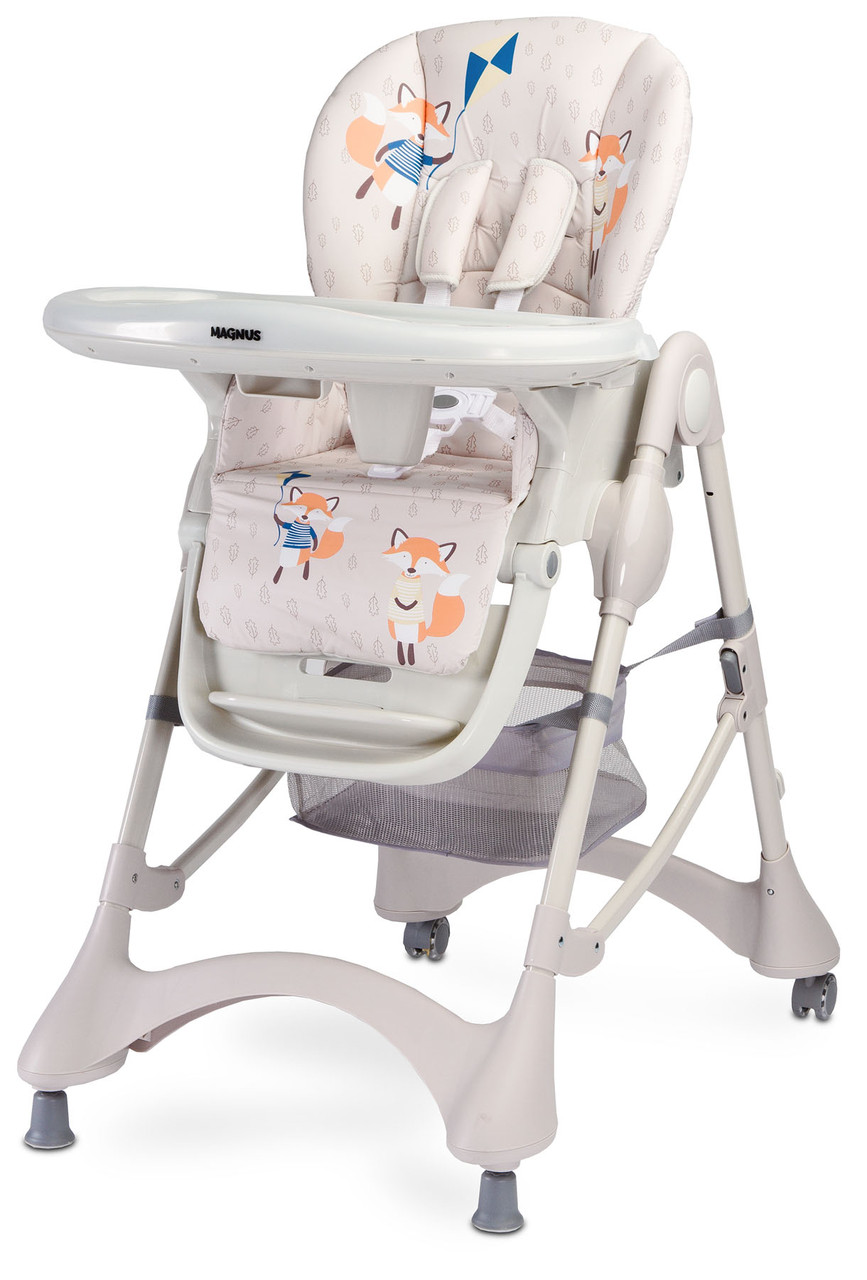 

Стульчик для кормления Caretero Magnus New Бежевый с принтом с регулировкой высоты 5 позиций + двойной поднос и подвесная корзина