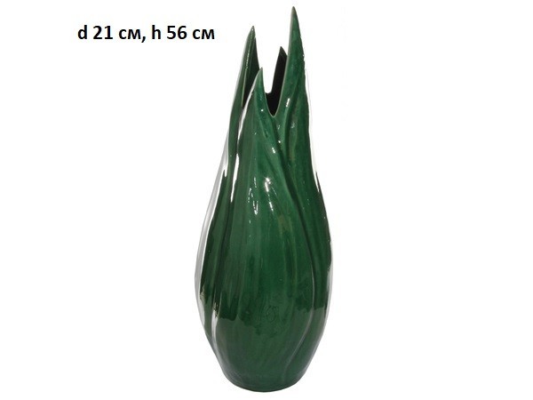 

Ваза напольная керамическая Shishi "Листья" d 21 см h 56 см темно-зеленая