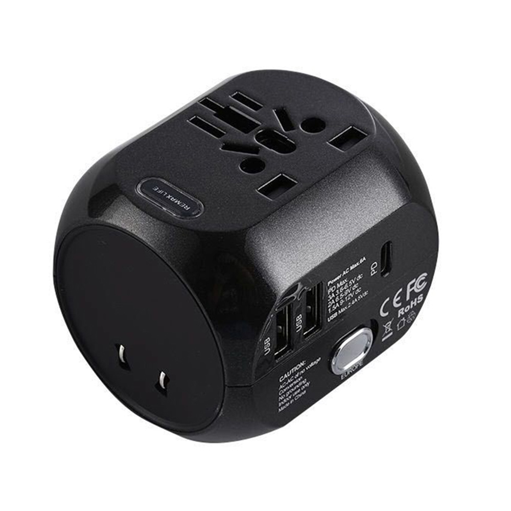 

Сетевое зарядное устройство, переходник Remax RL-EP08 3 USB 3A (UK / US / AU / EU), Black