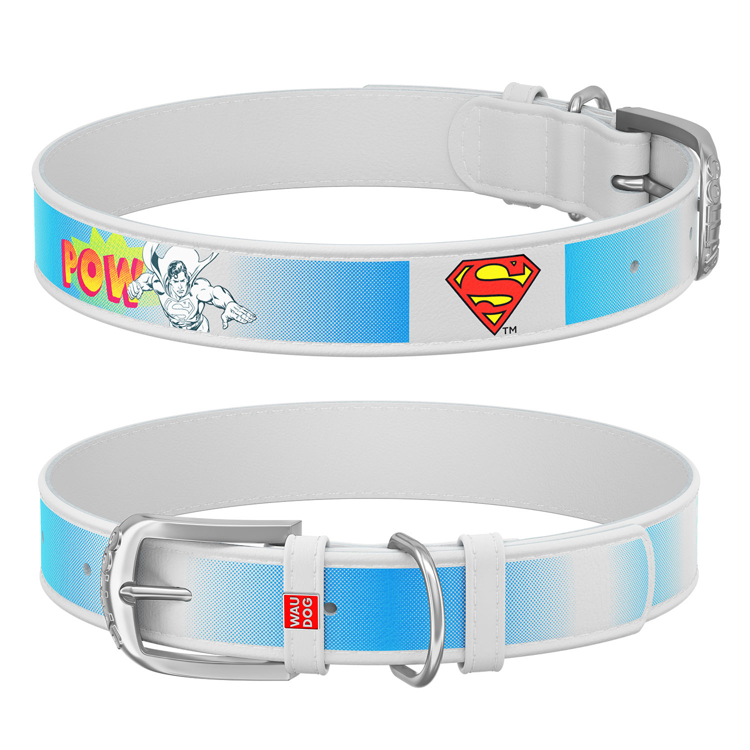 

Ошейник WAUDOG Design рисунок "Cупермен2" металлическая пряжка 46-61 см 35 мм Белый (0035-1008-15)
