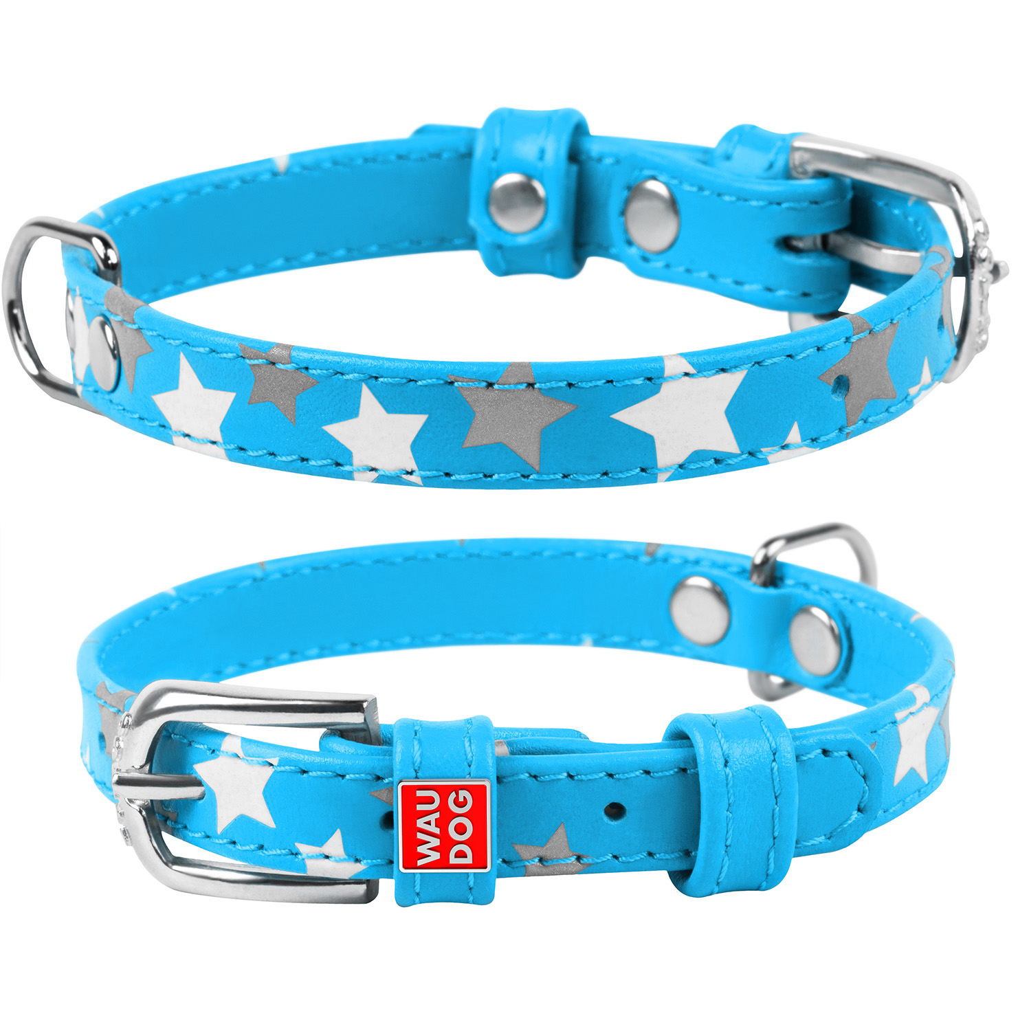 

Ошейник WAUDOG Glamour с узором "Звездочка" 27-36 см 15 мм Голубой (35852)