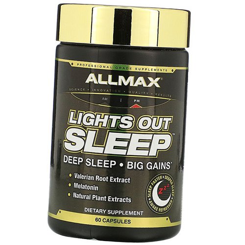 

Крепкий ночной сон, Мелатонин, ГАМК и Корень валерианы, Lights Out Sleep, Allmax Nutrition 60капс (71134003)