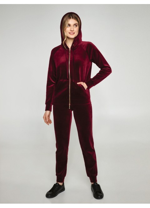 

Женский велюровый костюм Ellen LOV 013/004 бордовый M