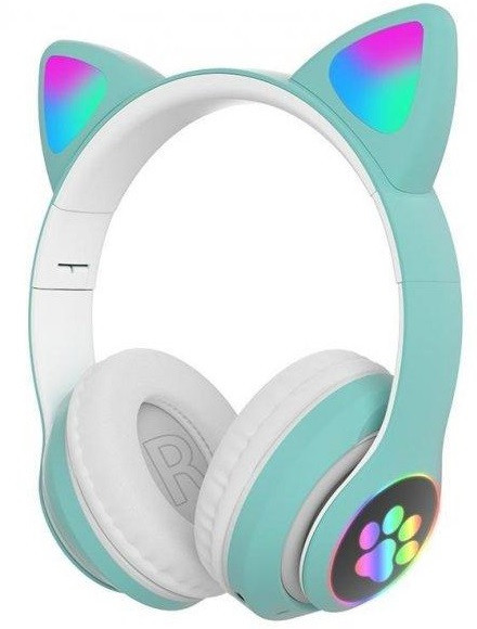 

Наушники беспроводные Bluetooth Cat Ear VZV-23M с подсветкой, мятные