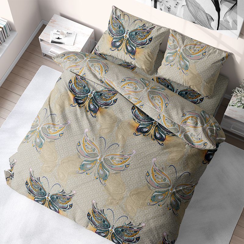 

Комплект постельного белья из бязиTime Textile Бабочки евро Бежевый TT174017-e 70х70