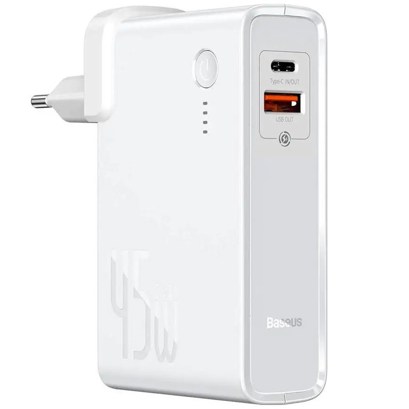 

СЗУ + Power Bank 2in1 Baseus GaN QC (Type-C+USB/ 45W) 10 000 mAh Белый