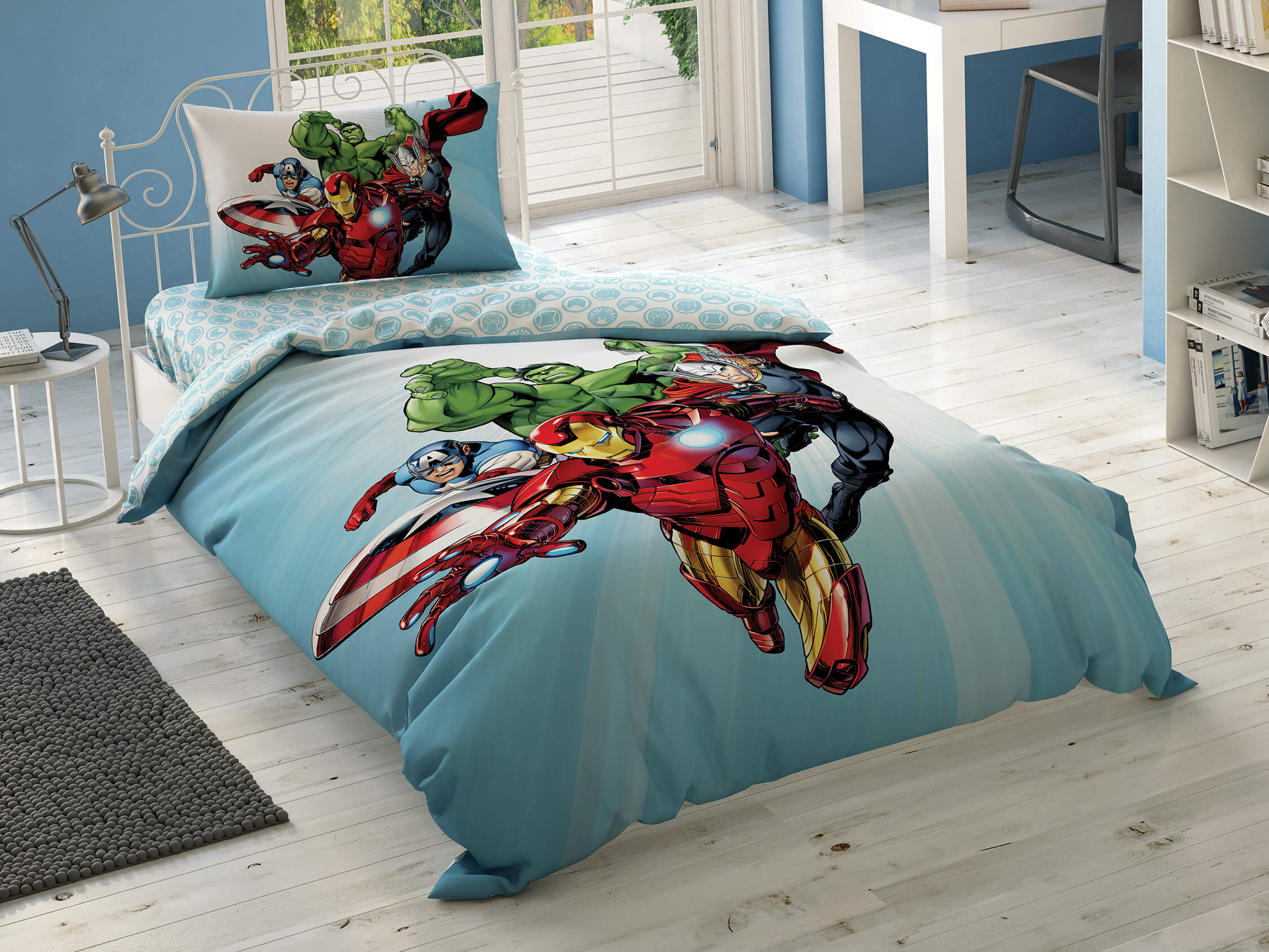 

Детский и подростковый комплект TAC Avengers Heroes Ранфорс / простынь на резинке 160 x 220 см