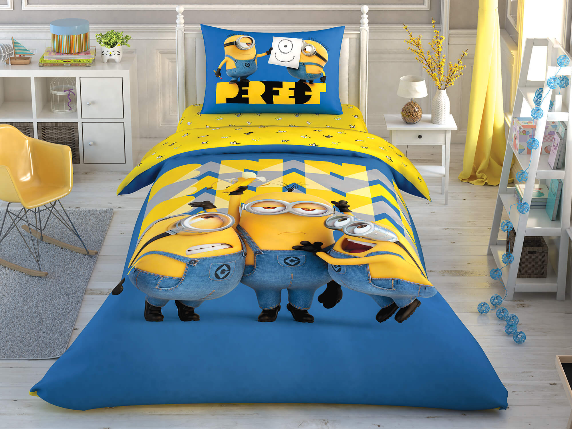 

Детский и подростковый комплект TAC Minions Perfect Ранфорс / простынь на резинке 160 x 220 см