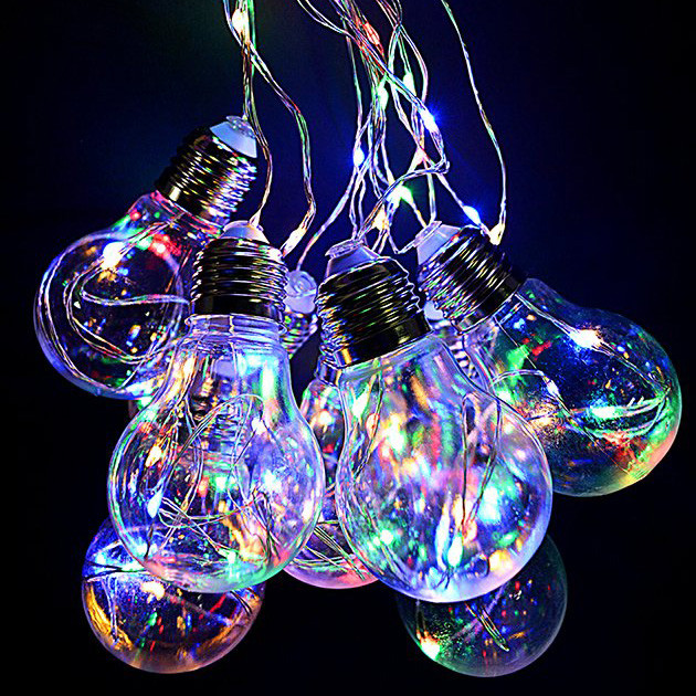 

Светодиодная LED гирлянда в виде лампочки Xmas 10 Led 2M WW с соединителем Разноцветный