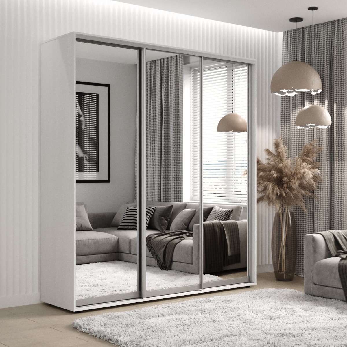 

Шкаф-купе СИЧ 10/24-3Ф/2П 190x60x240 см. Зеркало трехдверный Нимфея альба