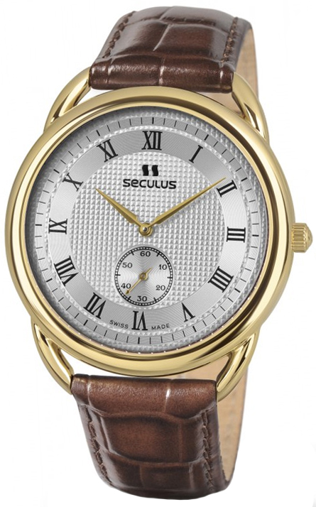 

Мужские часы Seculus 4483.2.1069 pvd-y, white dial, brown leather