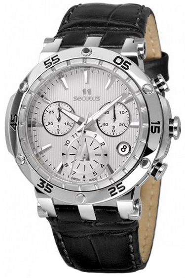 

Женские часы Seculus 1682.2.503 white, ss, black leather