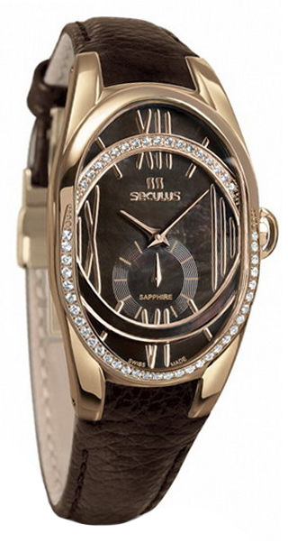 

Женские часы Seculus 1668.2.1064 brown, pvd-r cz stones, brown leather