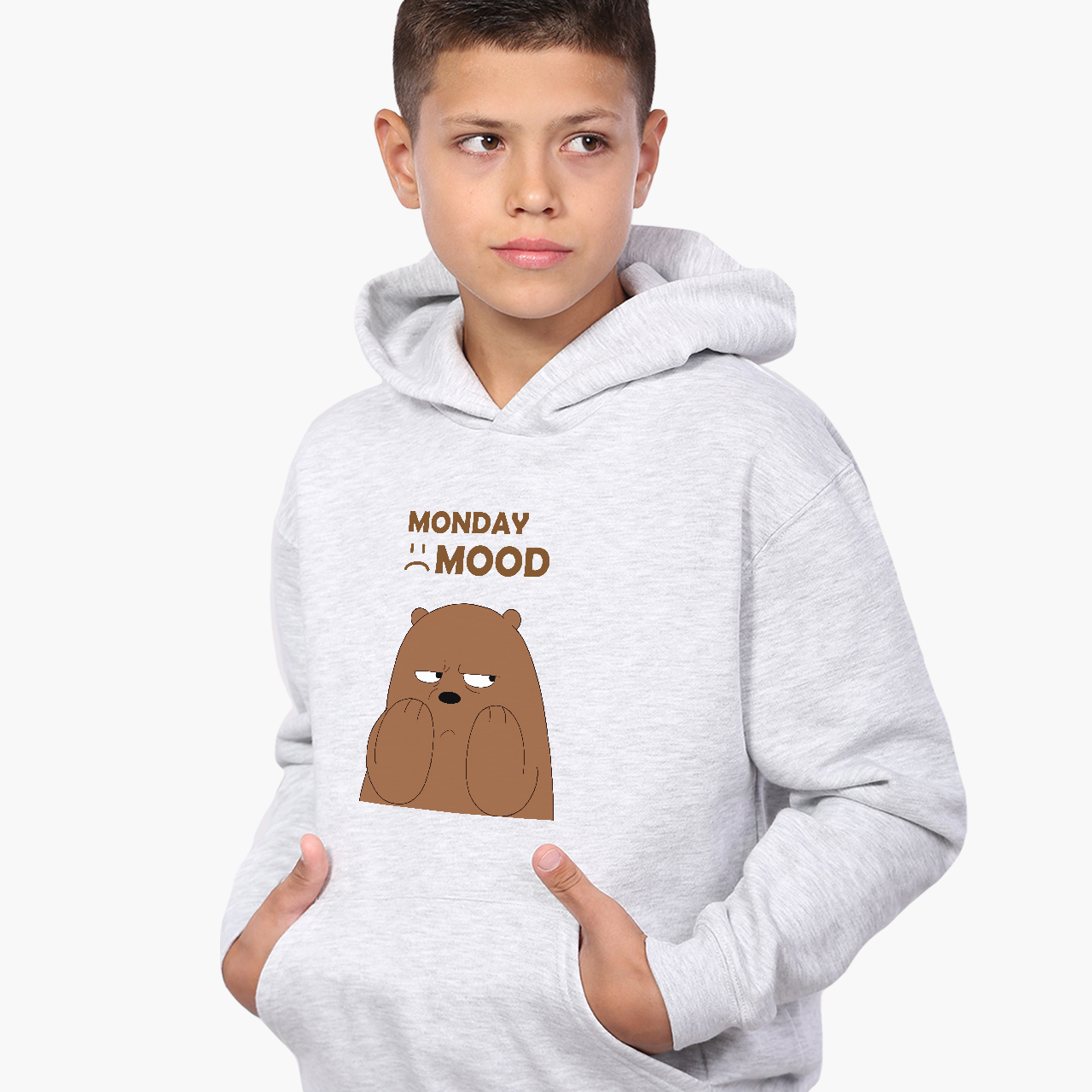 

Худи детский Вся правда о медведях (We Bare Bears) Светло-серый меланж (9298-2900) 164 см