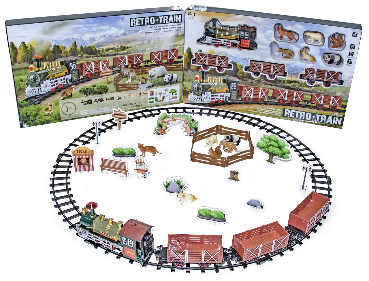 

Детская железная дорога "Retro Train" световые эфекты, звуковые эфекты.