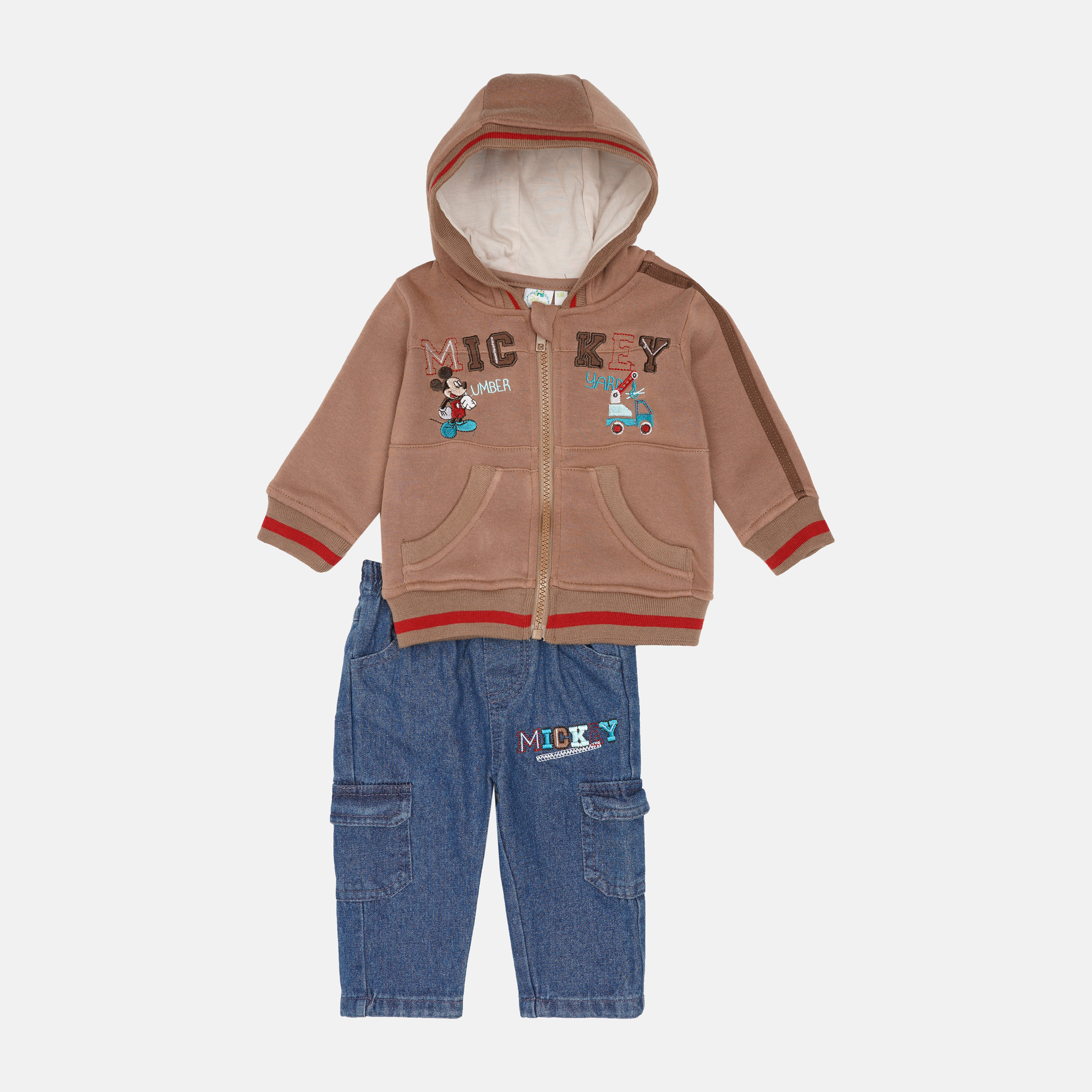 

Комплект (футболка с длинными рукавами + джинсы + толстовка) Disney Mickey APH0161 67 см Brown