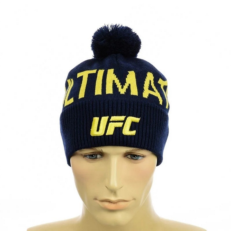 

Мужская молодежная шапка STD "UFC" Синяя - Мужская зимняя шапка на флисе с отворотом