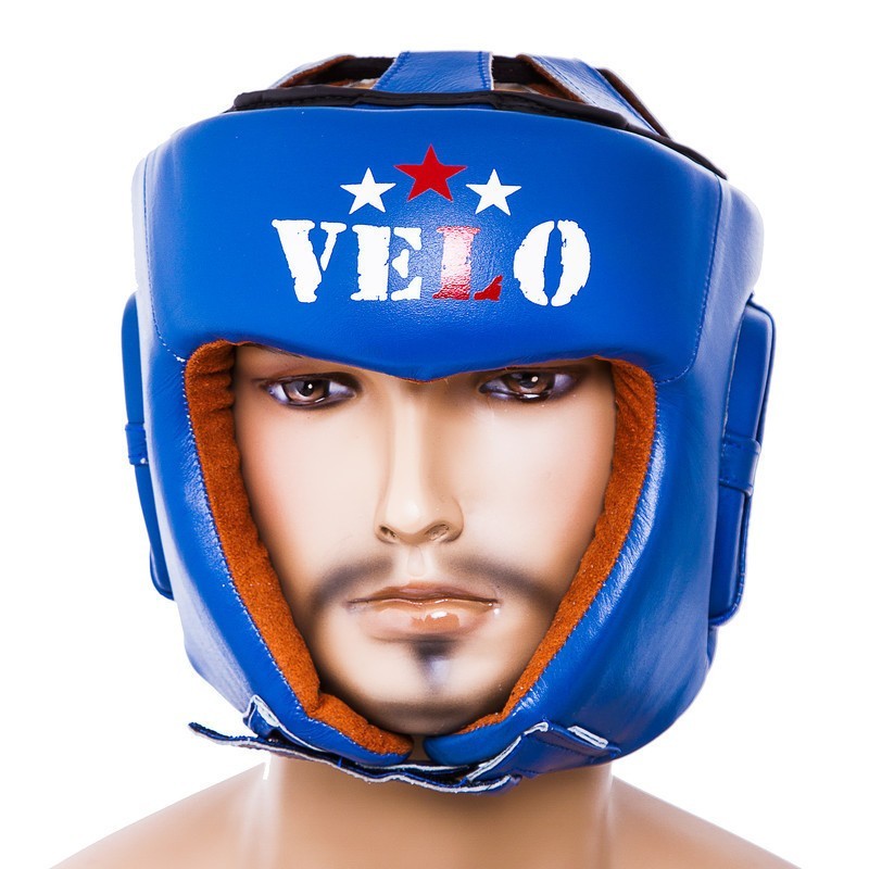 

Шлем боксерский синий Velo AIBA кожа размер XL