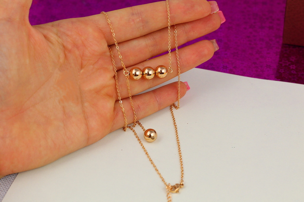 

Цепь Xuping Jewelry с четырьмя шариками по 8 мм 45 см добавка 5 см золотистая