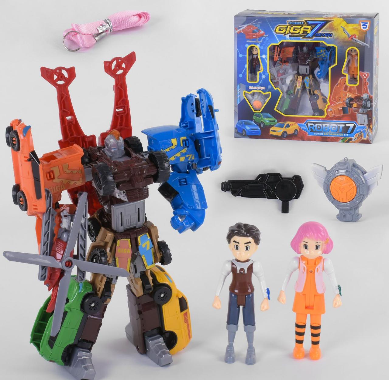 

Детский робот машинка Трансформер для мальчика с двумя фигурками героев, амулетом и оружием Q 1918 GIGA7(1)