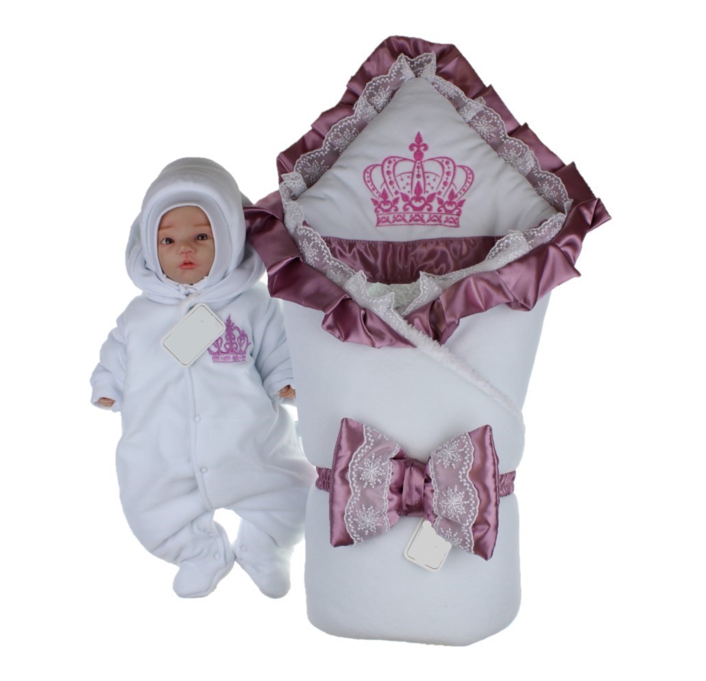 

Зимний комплект на выписку в роддом новорожденному Kingdom 85х85 см Бело-фиолетовый р.56